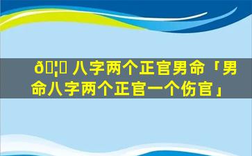🦊 八字两个正官男命「男命八字两个正官一个伤官」